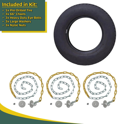 Heavy Duty Rubber Tire Swing Seat With Adjustable Coated Chains For Outdoor Swing Sets 3 Chain Suspension Kit