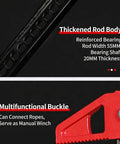 Close-up of thickened rod and multifunctional buckle on Beefy 3 Ton Ratcheting Farm Jack With 33 To 60 Inch Lift Range for Tractors Trucks SUVs