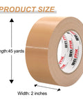 Workhorse Tan Duct Tape 2 Inch By 45 Yard Roll Waterproof Cloth Fabric Duct Tape For DIY Projects And Repairs Indoor Outdoor Use Strong Sticky Easy Tear Leaves No Residue Great For Pros And Hobbyists, 2-inch wide roll