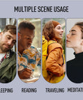 Ultra Soft Sleep Ear Plugs 2 Pairs With 32 dB And 30 dB Noise Reduction Cushioned Silicone Mold For Side Sleepers images in various use cases like sleeping, reading, traveling, and meditating
