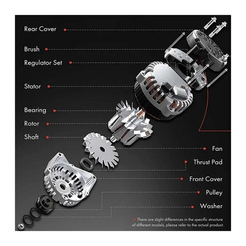 Exploded view of High Efficiency Marine Alternator Kit 12V 50A For Mercury OptiMax 115ELPT with labeled components and 4PK pulley.