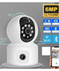 6Mp Dual Lens Wifi Ip Camera With Built In Screen Features Ai Human Detection Smooth Auto Tracking And Flat Out Reliable Ptz Pan Tilt Zoom Tech To Deliver Big Time Indoor Outdoor Security with 355 degree tilt and dual lenses.