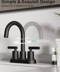 4 Inch Centerset Bathroom Faucet With Two Handles, No Leak Modern Black Lavatory Vanity Faucet with 360 Degree Rotating Spout