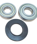 Top Tier Washer Washing Seal Bearing Replacement Kit for smooth drum rotation, includes two steel bearings and one rubber seal.