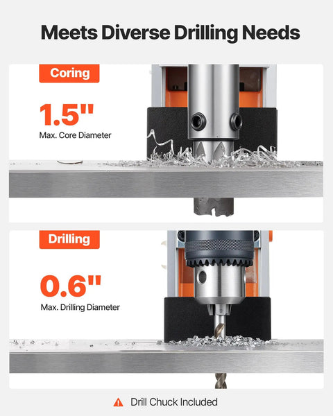 Image shows the Magnetic Drill Press 1200W For Metalwork With 1.5 Inch Boring Diameter And 900 RPM Weldon Shank in action.