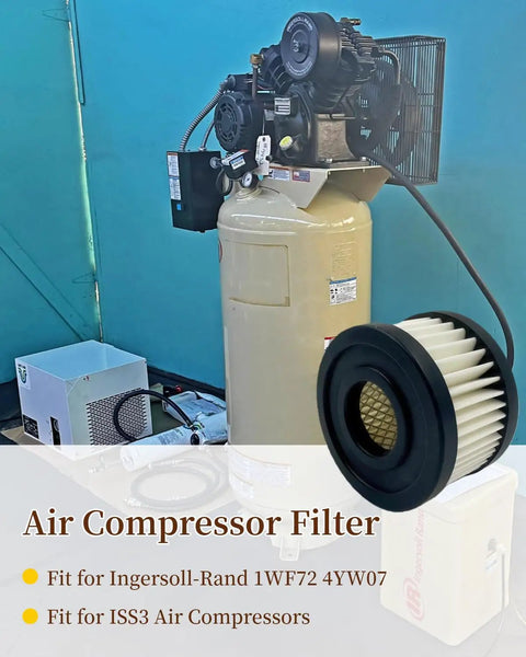 Air Compressor Filter Element 2 Pack Replaces 70243712 Fits Ingersoll Rand 1WF72 4YW07 SS3 next to air compressor unit