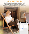 Person using phone app to control devices with Smart WiFi Plug Outlet 15A Two Pack Works With Apple HomeKit Siri Alexa Google Assistant