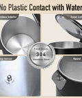 Interior of Electric Kettle 1.7L With Clear Touch Screen Temperature Control, No Plastic Contact With Water