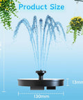 Solar Water Fountain For Bird Bath And Pond, Upgraded 6 Nozzles System, Free Standing Floating Solar Pump product size display.