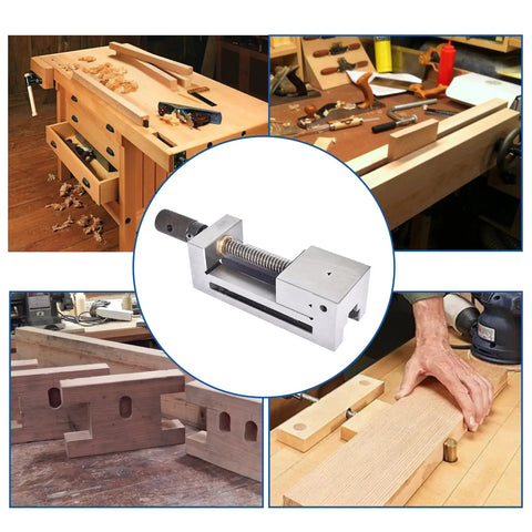 Heavy Duty Three Inch Toolmakers Vise With Dead On Precision Ground Jaws For Milling And Drilling Machines Rock Solid Parallel Build Hella Accurate Four Inch Jaw Opening Smooth Setup on a workbench.
