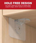 20 Pack Heavy Duty No Drill Adhesive Shelf Brackets Clear Waterproof Wall Mounts showing hole-free design for easy installation.
