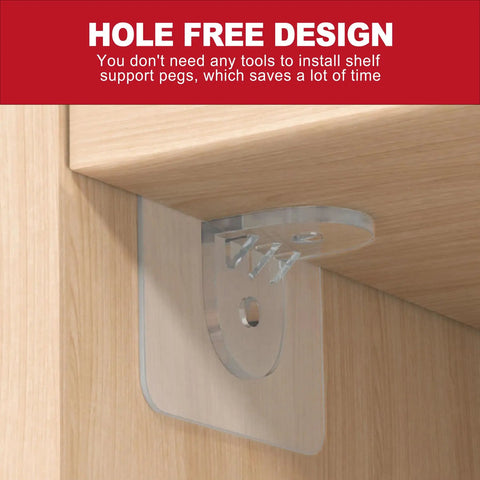 20 Pack Heavy Duty No Drill Adhesive Shelf Brackets Clear Waterproof Wall Mounts showing hole-free design for easy installation.