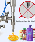 Heavy Duty Automatic Filling Machine For Viscous Liquids And Creamy Sauces Precision Paste Bottle Packager showcasing stainless steel anti-drip filling head.