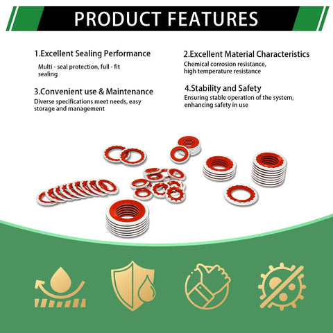 AC Compressor Port Bonded Seal Gasket Kit With 160 Seal Washers In Six Sizes For Auto AC Repair And Replacement So You Can Fix Leaks Fast No BS Guaranteed. NBR zinc-plated washers assortment