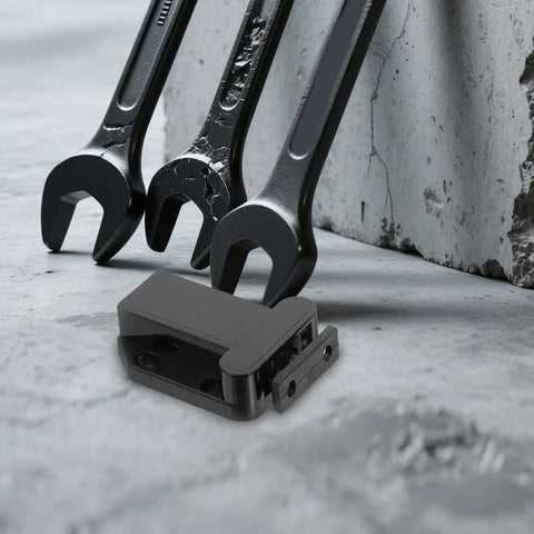 8 Pack Self Closing Push To Open Door Latches For Cabinets Black Plastic Spring Loaded Latch with tools on concrete