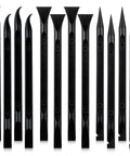 12Pcs Plastic Scraper Tool Set For Crevices And Tight Spaces, Non-Scratch Car Detailing, Label Remover And Peeler, Multipurpose Cleaning Tool For Home Auto Kitchen Office And DIY Projects. Black plastic scraper set with mixed tips