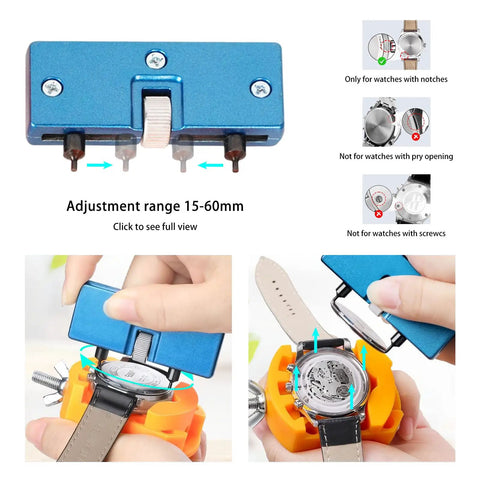 DIY Watch Battery Replacement Tool Kit With Back Opener Case Holder Spring Bar Tweezers And Pro Grade Repair Tools demonstration