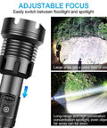 Rechargeable LED Flashlight Beast Mode Brightness 90000 Lumen Tactical Zoomable Flashlight focus feature demonstration