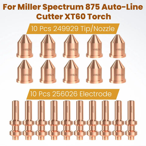 20 Pcs Plasma Cutter Tips And Electrodes Set For XT60 Torch Compatible With Spectrum 875 Auto Line Pro Grade Replacement Parts