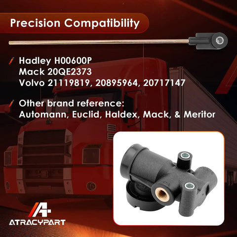 Two Bellows Height Leveling Valve Kit For Truck Air Suspension With 1 Quarter Inch NPT Port Replaces F245563 Compatible With Hadley H00600P And Mack 20QE2373 Works For Left Or Right Install Easy Height Control No Fuss Leaks