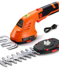 Cordless 2 In 1 Hedge Trimmer And Grass Cutter Lightweight Handheld Tool With Rotatable Handle 8V Rechargeable Battery displayed