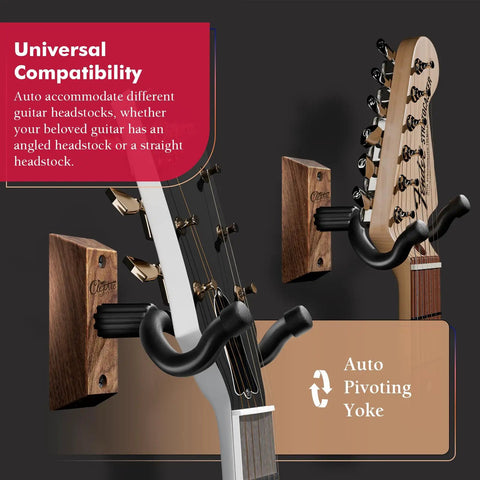 Show Off Your Axe With This Premium Walnut Guitar Wall Hanger 2 Pack Including U Shaped Brackets Complete Mounting Hardware Picks Holder Celluloid Picks For A Dang Solid Gear Display