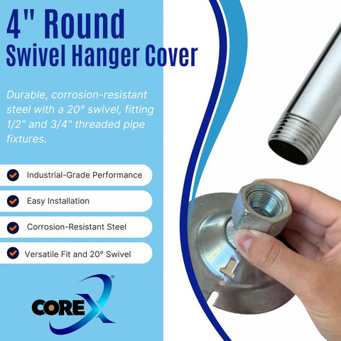 Round Swivel Fixture Hanger Cover For Electrical Boxes Fits 1/2 Inch And 3/4 Inch Threaded Nipples And Conduit