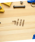 25 Pack Brass Barrel Hinges For Wooden Boxes Stealthy Hidden Cylindrical Small Hinges on wooden background with tools
