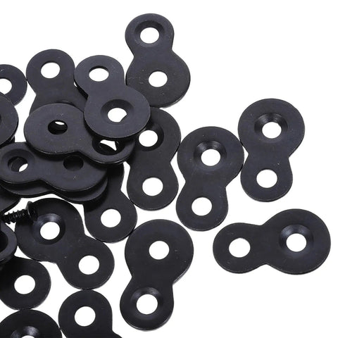 Heavy Duty Iron Table Top Fasteners With Screws, Dual Hole Design Joining Plates, Black Finish, 30 Pieces