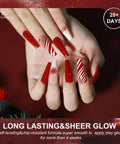 Red manicure using Six Piece Gel Nail Polish Set Ten Milliliter In Red Shades Burgundy Dark Red Light Red Soak Off Formula