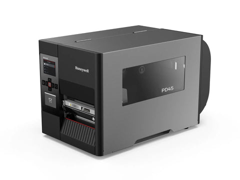 Battle Tested Industrial Label Printer With a Slick Keyed LCD and Real Time Clock Delivers Killer 300 DPI Outputs Using Thermal Transfer or Direct Printing in a Gutsy Metal Housing for Plug and Play Everyday Operations, showcasing the sturdy design and control panel.