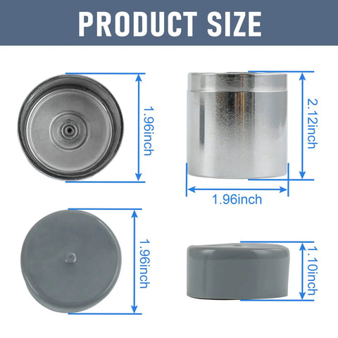1.98 Inch Stainless Steel Wheel Bearing Protectors With Silicone Dust Cap, 2 Pack dimensions and size specifications