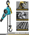 Manual Lever Chain Hoist 3/4 Ton Capacity, 1650 Lb Load, 5 Ft Ratchet Chain Puller with G80 Chain and Safety Brake, Blue Finish