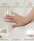 Hand pressing soft cushion of Hanging Egg Chair With Five Level Adjustable Footrest And Stand showing thickness and comfort.