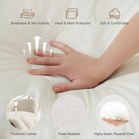 Hand pressing soft cushion of Hanging Egg Chair With Five Level Adjustable Footrest And Stand showing thickness and comfort.