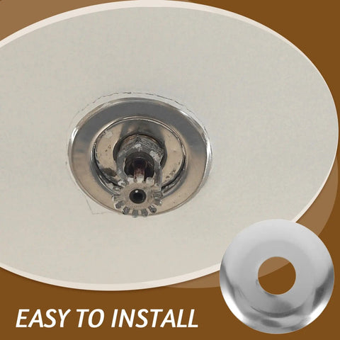 Pro Grade Ten Piece Fire Sprinkler Escutcheon Covers Dual Disc Stainless Steel Wall Mount Shields easy to install with pipe fitting.