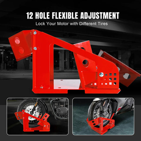 Heavy Duty Motorcycle Wheel Chock With 1800 Lb Capacity And Adjustable 12 Hole Wheel Cradle for 16 to 21 Inch Motorcycles