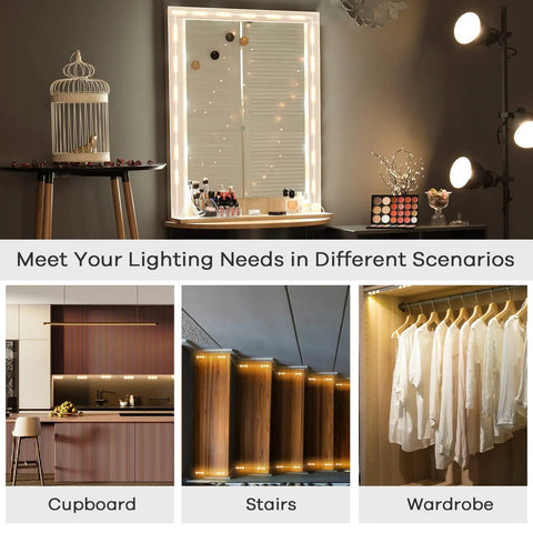 LED Vanity Lights for Mirror Hollywood Style Strip with Adjustable Color Temperature and Brightness USB Powered