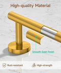 Close-up of brushed gold stainless steel towel bar from Brushed Gold 4 Piece Bathroom Hardware Set For Modern Walls, SUS304 steel.