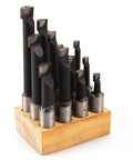 Twelve Piece Boring Bar Set With Three Quarter Inch Shank And C6 Carbide Tips in wooden storage base