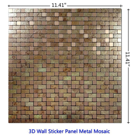 Self Adhesive Aluminum Mosaic Backsplash Tiles Five Sheet Set for Kitchen Walls and More Peel and Stick Silver Stainless Steel Look with Textured Metal Finish Easy DIY Installation Modern Home Decor showing a detailed view of tile pattern.
