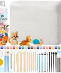 8 Lb Air Dry Clay Kit With 100Ml Gloss Glaze Varnish And 27-Piece Pottery Tools Sculpting Set, ideal for adult beginners.