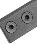 Close-up of Barn Door Hardware Track Connector Set With Flat Mending Plate Easy To Install Durable Rail Joint Bracket for sliding doors.