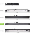 Side view of various components in the Two Pack Soft Close Barn Door Hardware Kit With Spring Buffer Damper Hole Free Design.
