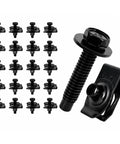 Shop Tough 100 Piece Auto Bolt And U Nut Kit With Pro Grade M6 1.0 Hex Head Screws, Extruded U Nuts And Rust Proof Clips for fender liners, showing hex bolts and clips.