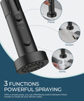 Slick Black Kitchen Faucet With Built In Soap Dispenser Serves Up A Smooth Pull Down Sprayer In Three Easy Modes Made From Solid Lead Free Stainless Steel For Absolutely Zero Drip Drama On Your Daily Kitchen Hustle features 3 function sprayer with pause, stream, and spray settings.