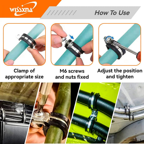 52 Piece Stainless Steel Cable Clamps Set Cushioned Rubber Insulated Clips For Tubes Pipes And Wires Marine Grade 304