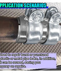 2.5 Inch Stainless Steel Exhaust Clamp For Automotive Systems attached on pipe, showing close-up of heavy duty pipe clamp.