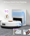 Robot Vacuum And Mop Combo with Self Emptying Station 6000Pa Suction LiDAR Mapping 90 Days Hands Free Cleaning system next to wall