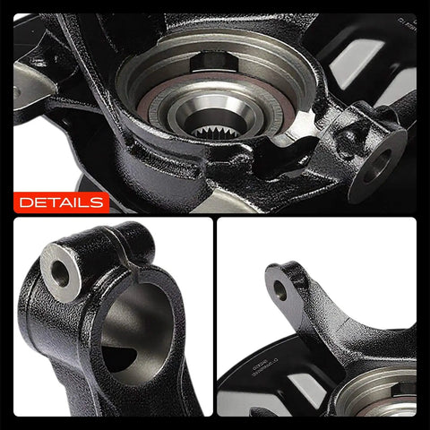 Close-up of 2 Pack Front Left And Right Steering Knuckle And Wheel Bearing Hub Assembly For Honda Civic 2016 To 2021 1.5L Turbo Sedan And Coupe Fits EX T, EX L, Touring Not For 2.0L Or Hatchback showing part details